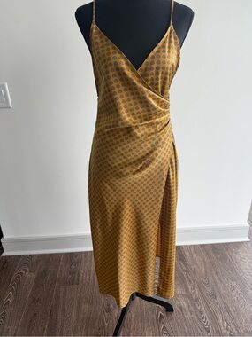 Urban Outfitters Golden Mustard Slip Midi Dress